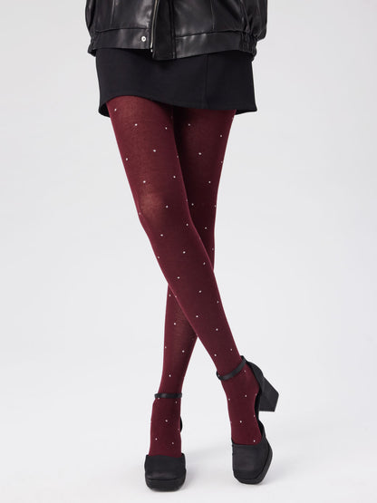 Bordo Puantiyeli Külotlu Çorap