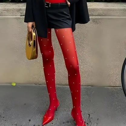 Kırmızı Puantiyeli Külotlu Çorap