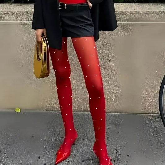 Kırmızı Puantiyeli Külotlu Çorap