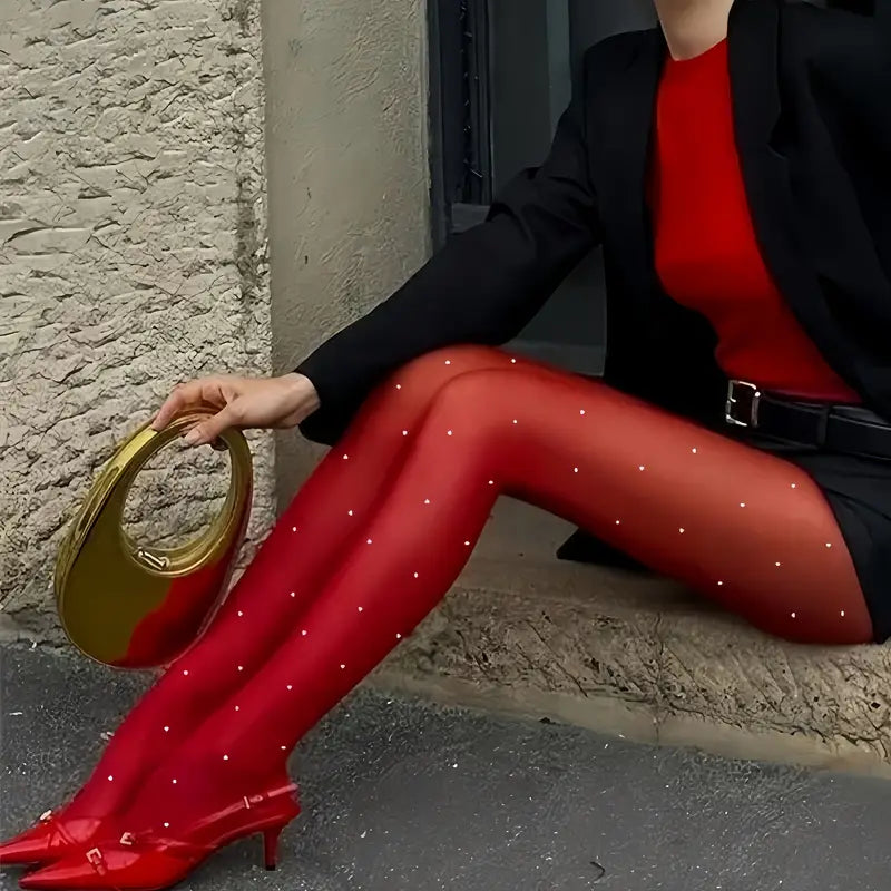 Kırmızı Puantiyeli Külotlu Çorap